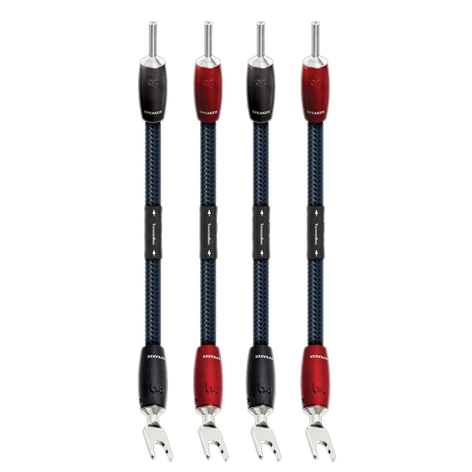 Audioquest ThunderBird BiWire Jumpers 0,21m Spades > Bananas --- 1