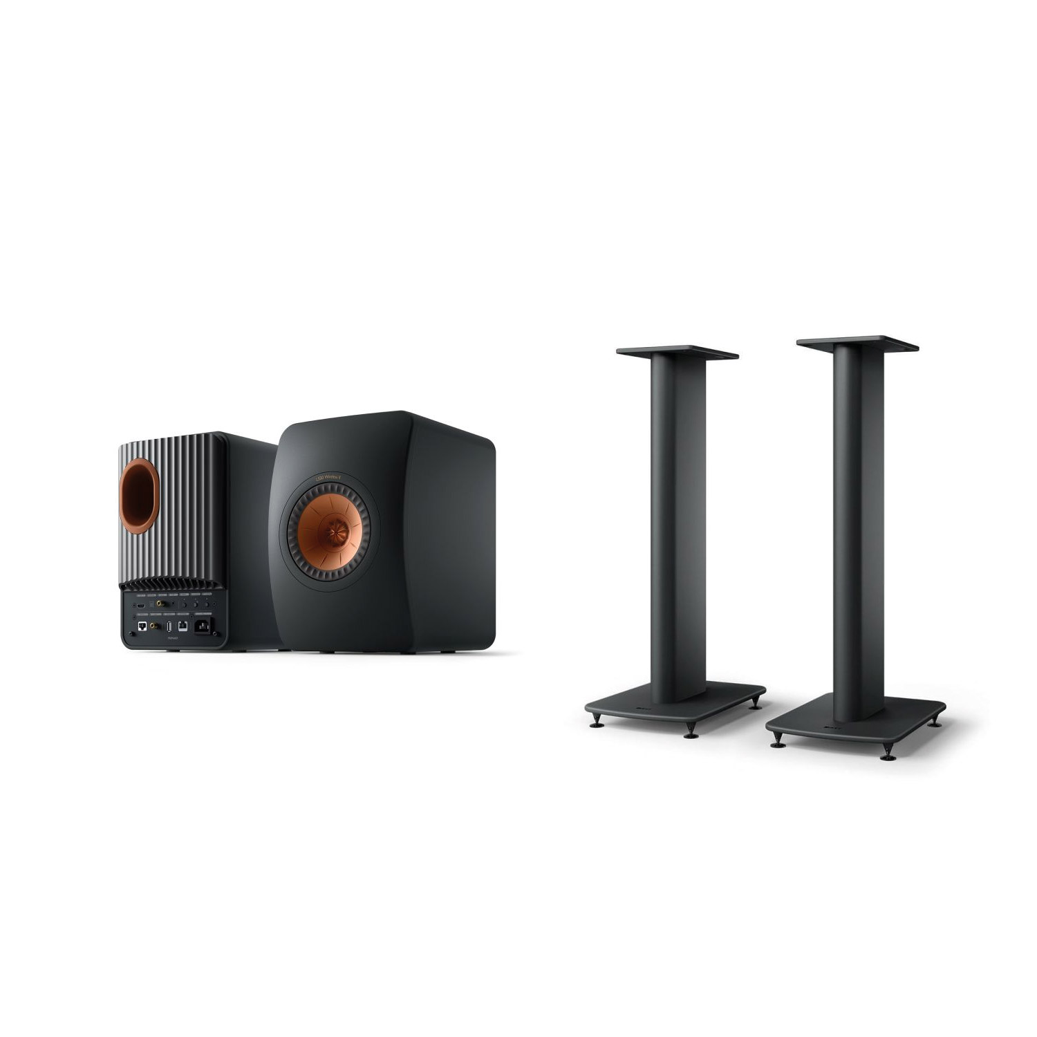 KEF LS50 Wireless II - Aktiv-Lautsprecher + S2 Standfüße SET Schwarz --- 1