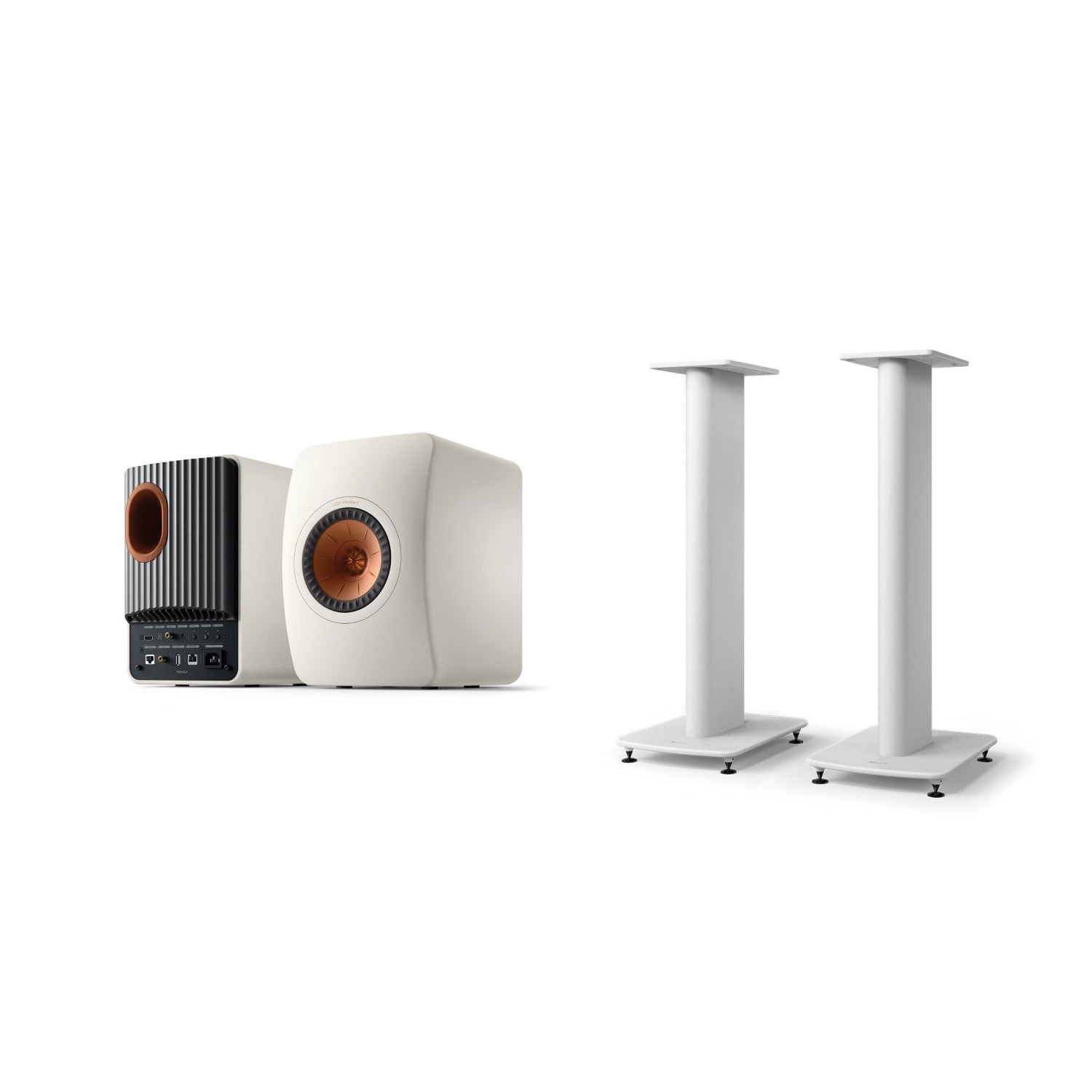 KEF LS50 Wireless II - Aktiv-Lautsprecher + S2 Standfüße SET Weiß --- 1